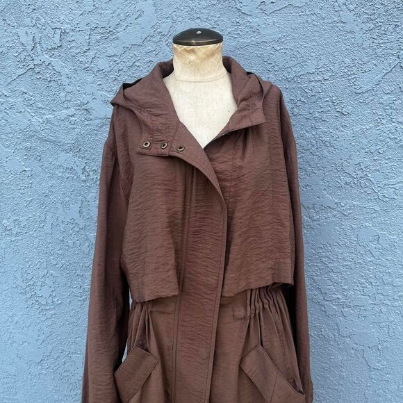 Bailey 44 Women's Brown Silk Trench Jacket Small luxe - Picture 3 of 8
